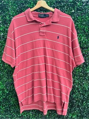 Polo by Ralph Lauren Coral Pink Striped Short-Sleeve Polo